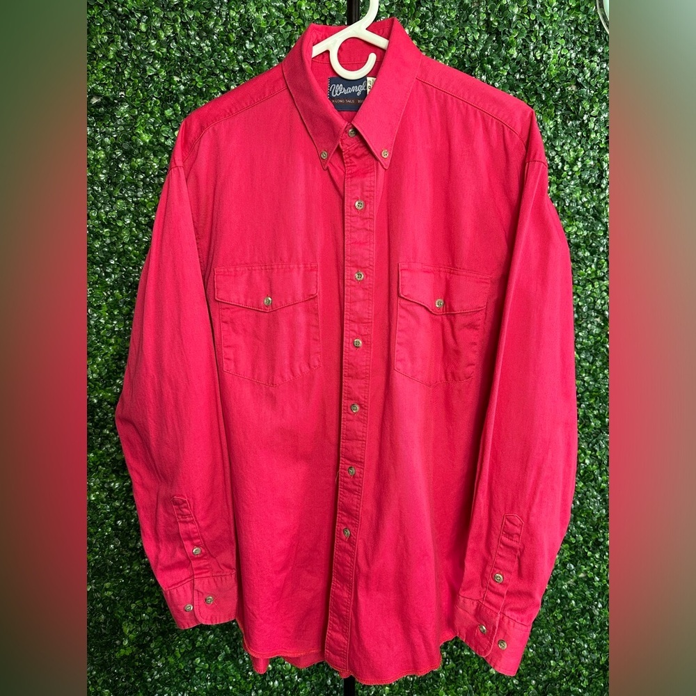 Vintage 90s Wrangler Long Sleeve Men’s Button Up Western Dress Shirt